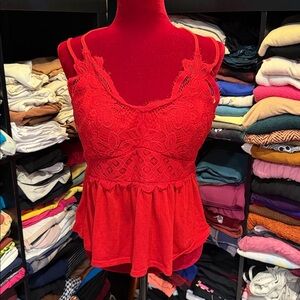 415. 🪷Red crop Spaghetti Strap Tank.  Xl